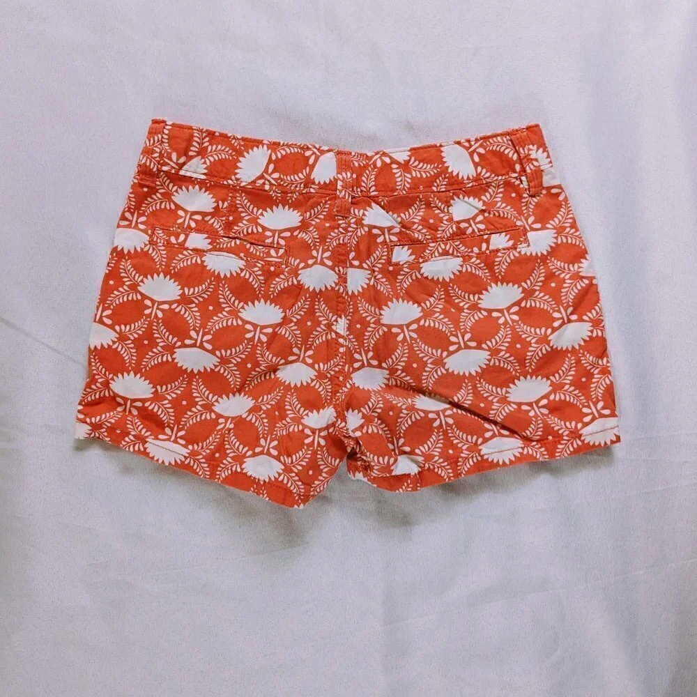 Old Navy Coral & White Floral Print Chino Shorts Girls Size 12